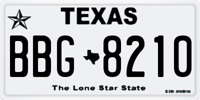 TX license plate BBG8210