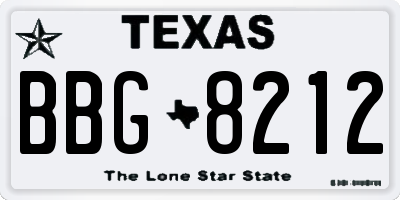 TX license plate BBG8212