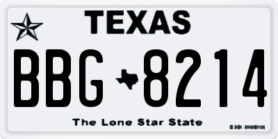 TX license plate BBG8214