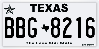 TX license plate BBG8216