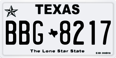 TX license plate BBG8217