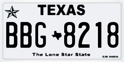 TX license plate BBG8218