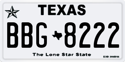 TX license plate BBG8222