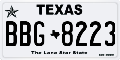 TX license plate BBG8223