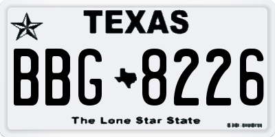 TX license plate BBG8226