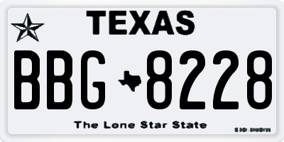 TX license plate BBG8228