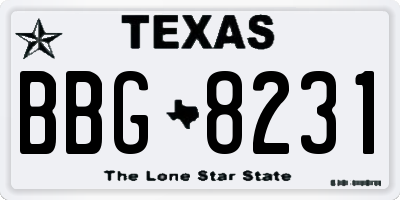 TX license plate BBG8231