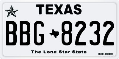 TX license plate BBG8232