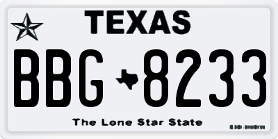 TX license plate BBG8233