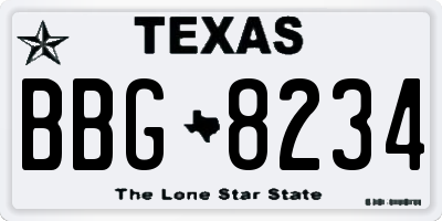 TX license plate BBG8234