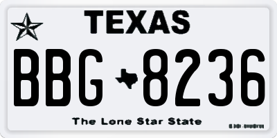 TX license plate BBG8236