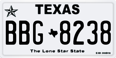 TX license plate BBG8238