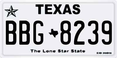 TX license plate BBG8239