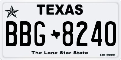 TX license plate BBG8240