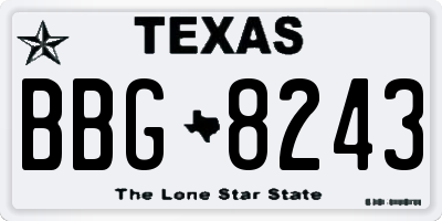 TX license plate BBG8243