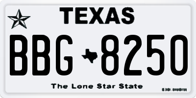 TX license plate BBG8250