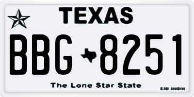 TX license plate BBG8251