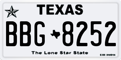 TX license plate BBG8252