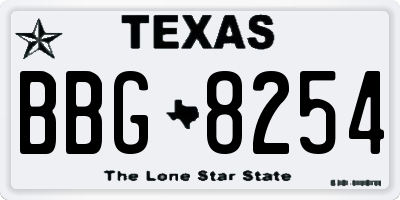 TX license plate BBG8254