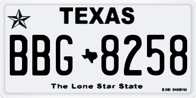 TX license plate BBG8258