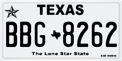 TX license plate BBG8262