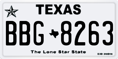 TX license plate BBG8263