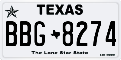 TX license plate BBG8274