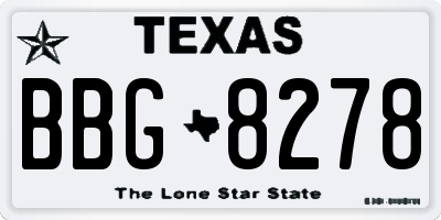 TX license plate BBG8278