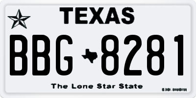 TX license plate BBG8281