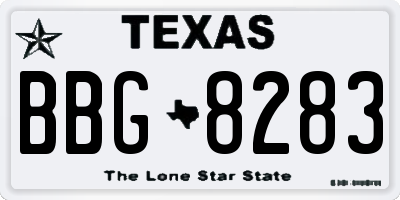 TX license plate BBG8283