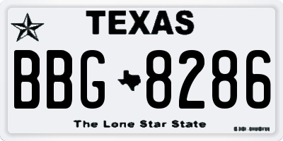 TX license plate BBG8286