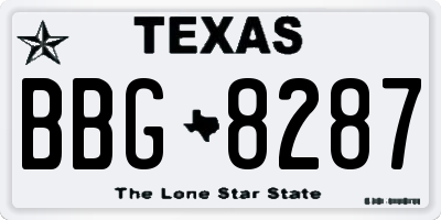 TX license plate BBG8287