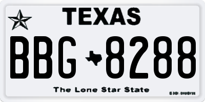 TX license plate BBG8288