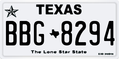 TX license plate BBG8294