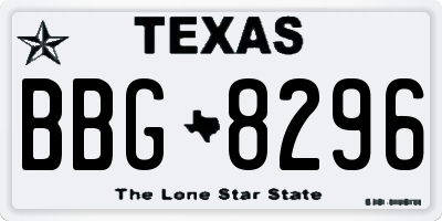 TX license plate BBG8296