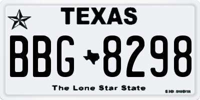 TX license plate BBG8298