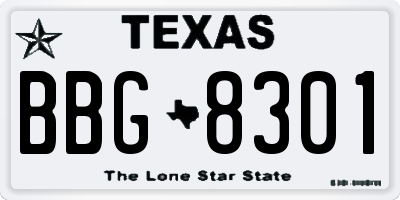 TX license plate BBG8301