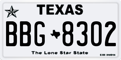 TX license plate BBG8302