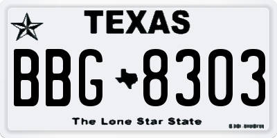 TX license plate BBG8303