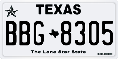 TX license plate BBG8305