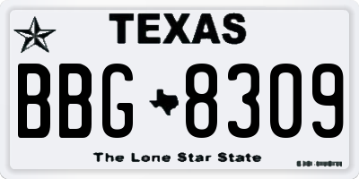 TX license plate BBG8309