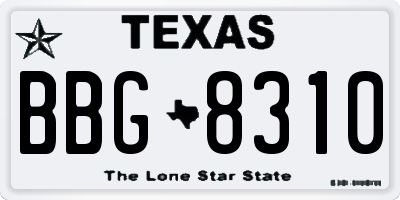 TX license plate BBG8310