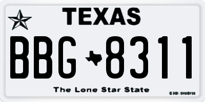 TX license plate BBG8311