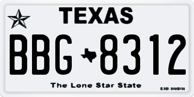 TX license plate BBG8312