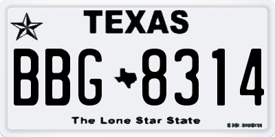 TX license plate BBG8314