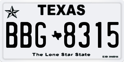 TX license plate BBG8315