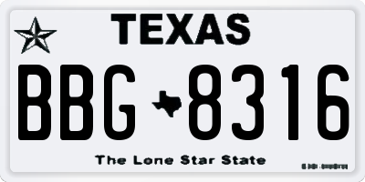 TX license plate BBG8316