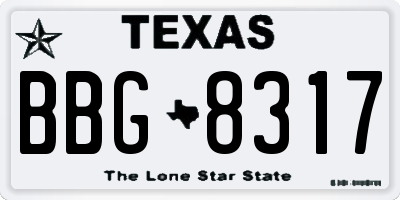 TX license plate BBG8317