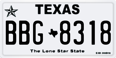 TX license plate BBG8318