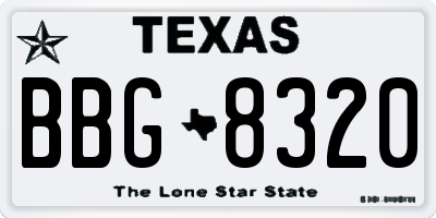 TX license plate BBG8320